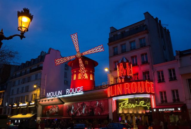 IMAGE: Shot showing the front of the Moulin Rouge at night