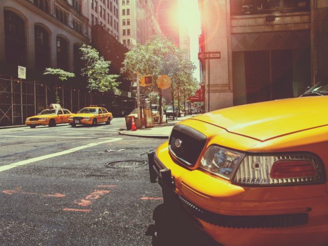 IMAGE: Iconic view of yellow New York cabs