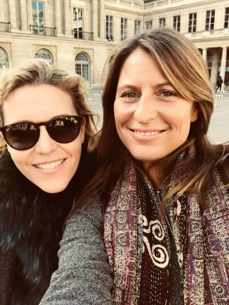IMAGE: Founder and CEO of VINGT Paris, Susie Hollands (left), with podcast host, Jo Youle, standing in front of the Palais-Royal in Paris 
