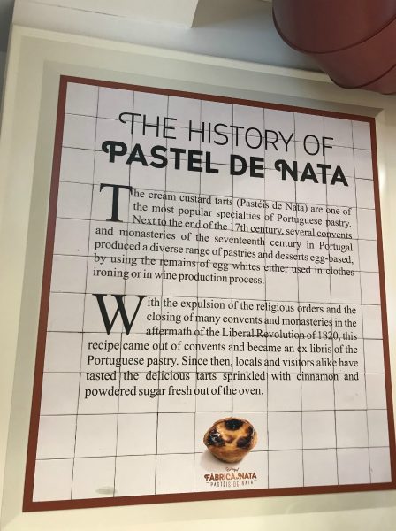 Sign explaining how the 'pastel de nata' is made - and also about its history