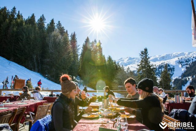 Skiers availing themselves of the plentiful fare offered at the resort